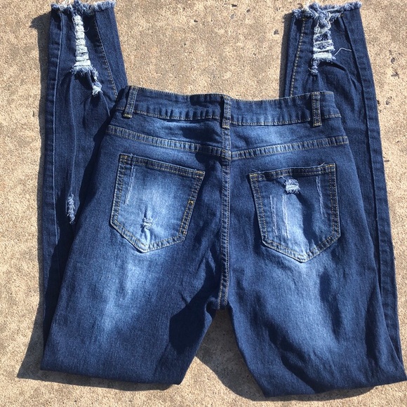 SHEIN Distressed High Rise Stretch Jeans - Picture 5 of 6